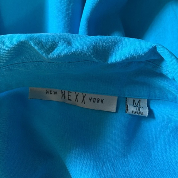 NEXX New York Long Sleeve Button Front Teal Silk tailored Blouse, size M EUC - Picture 9 of 11